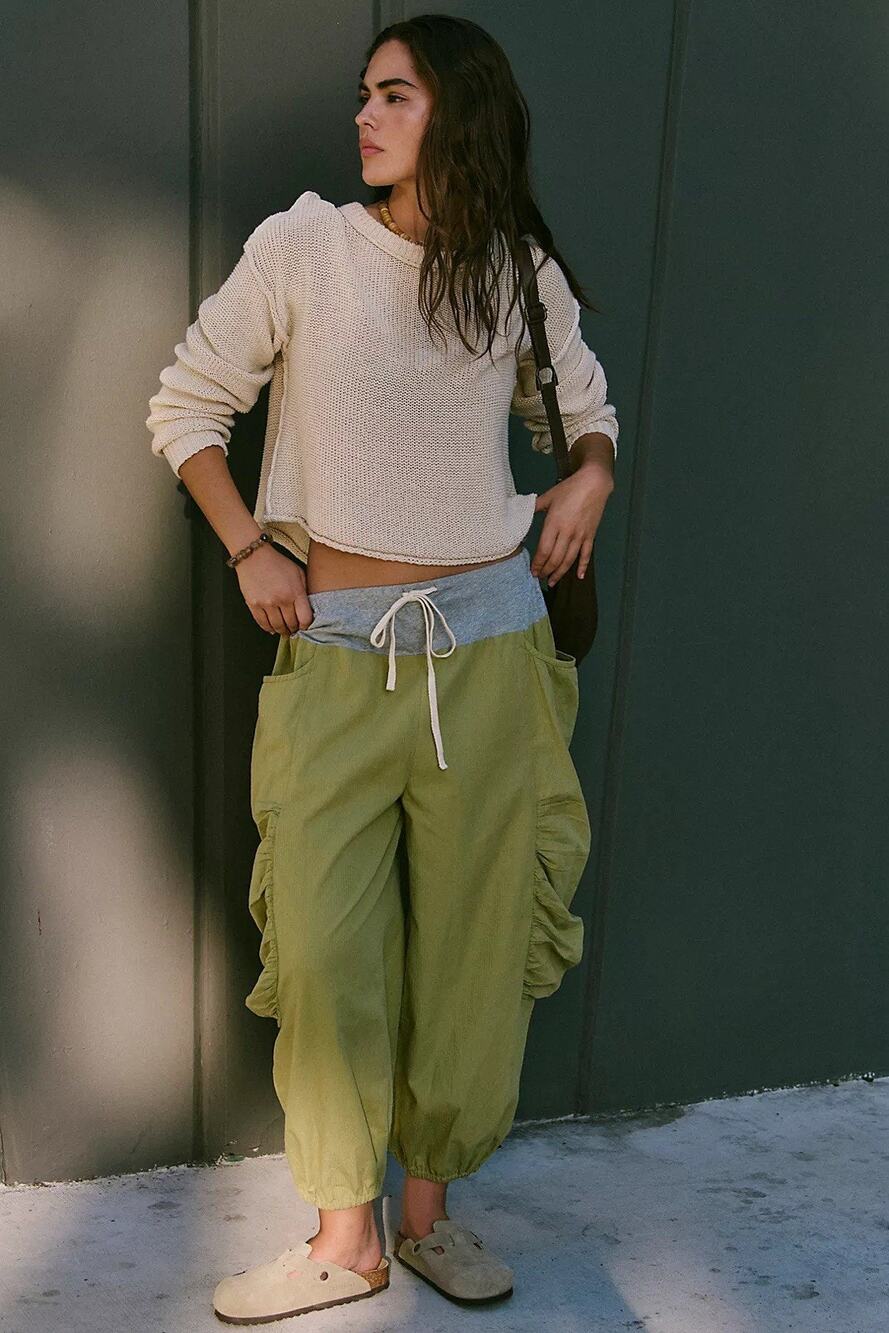 Free People Free-est Heather Pant Wide Leg Jogger Silhouette Size Large NWT - Picture 1 of 7